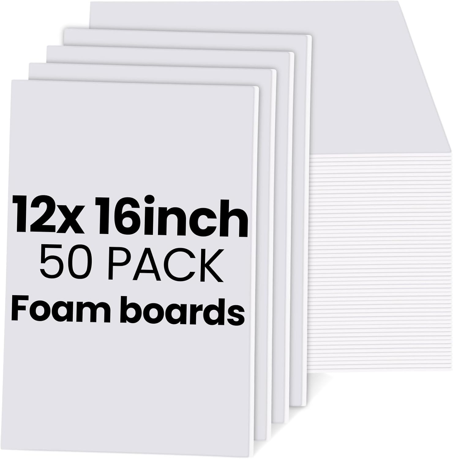 50 tableros de espuma, 12 x 16 x 316 pulgadas, 0.197 in de grosor, tablero de póster blanco grande, ligero de doble cara, tablero de núcleo de