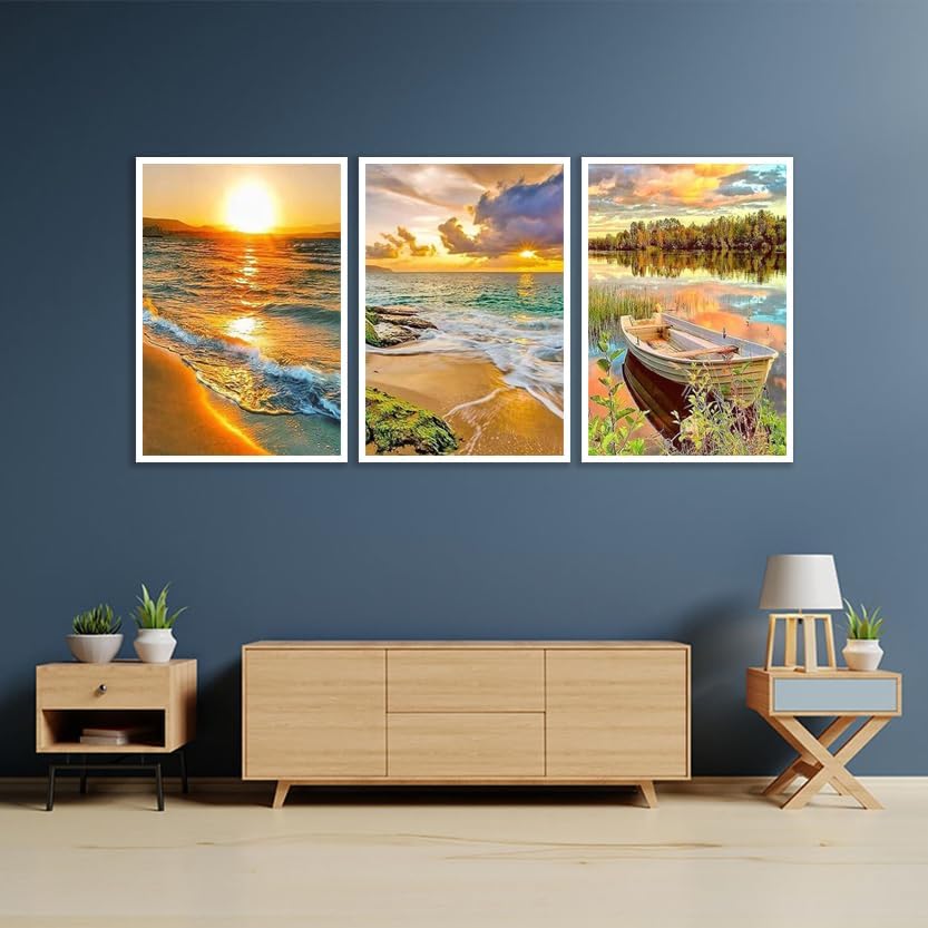 Paquete de 3 kits de pintura de diamantes para adultos, pintura artística de diamantes grandes 5D, arte y manualidades de diamantes de imitación de