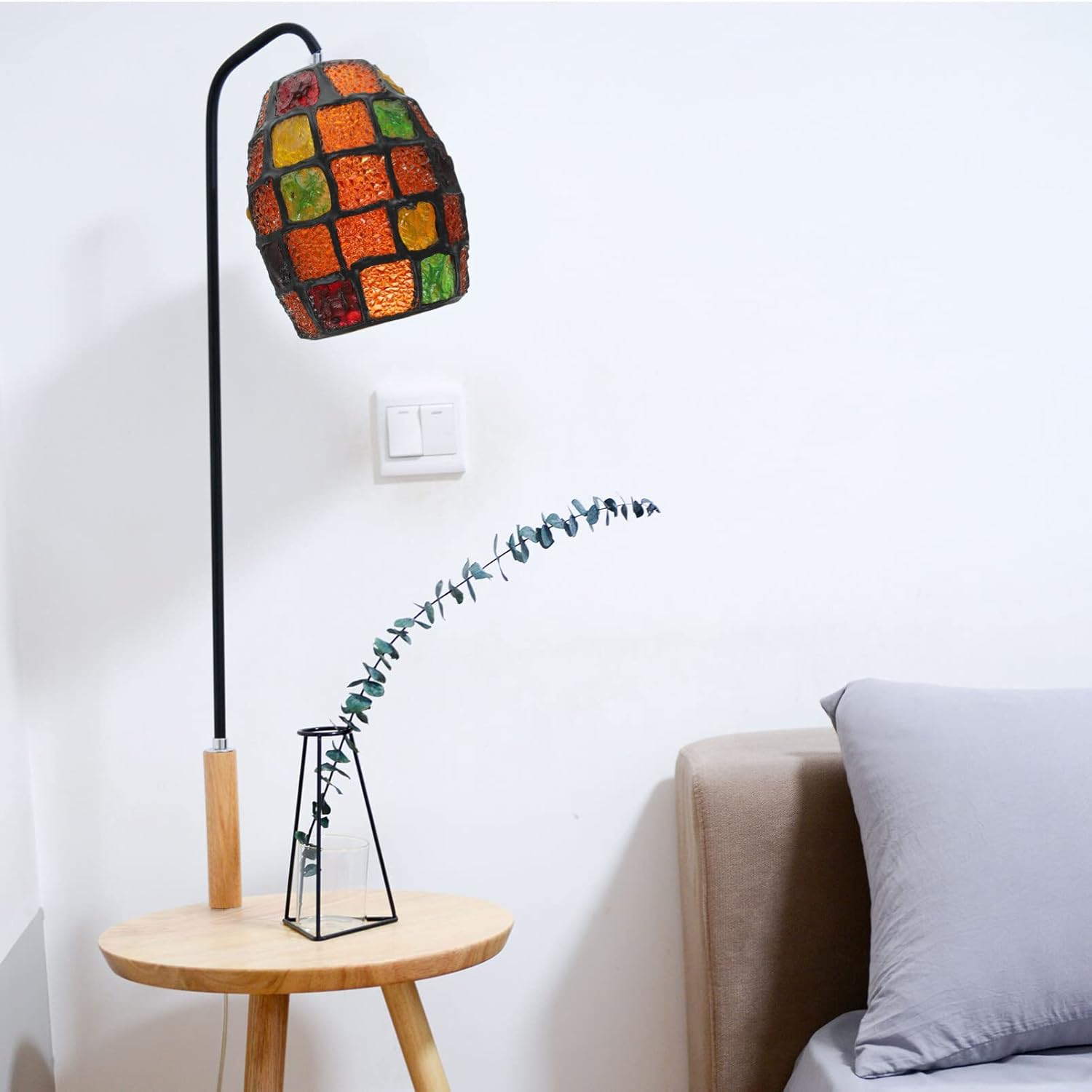DOITOOL Pantalla de pared de vitral, pantalla de mosaico, pantalla de luz de pie, pantallas de lámpara de pie de vidrio, pantalla colgante vintage
