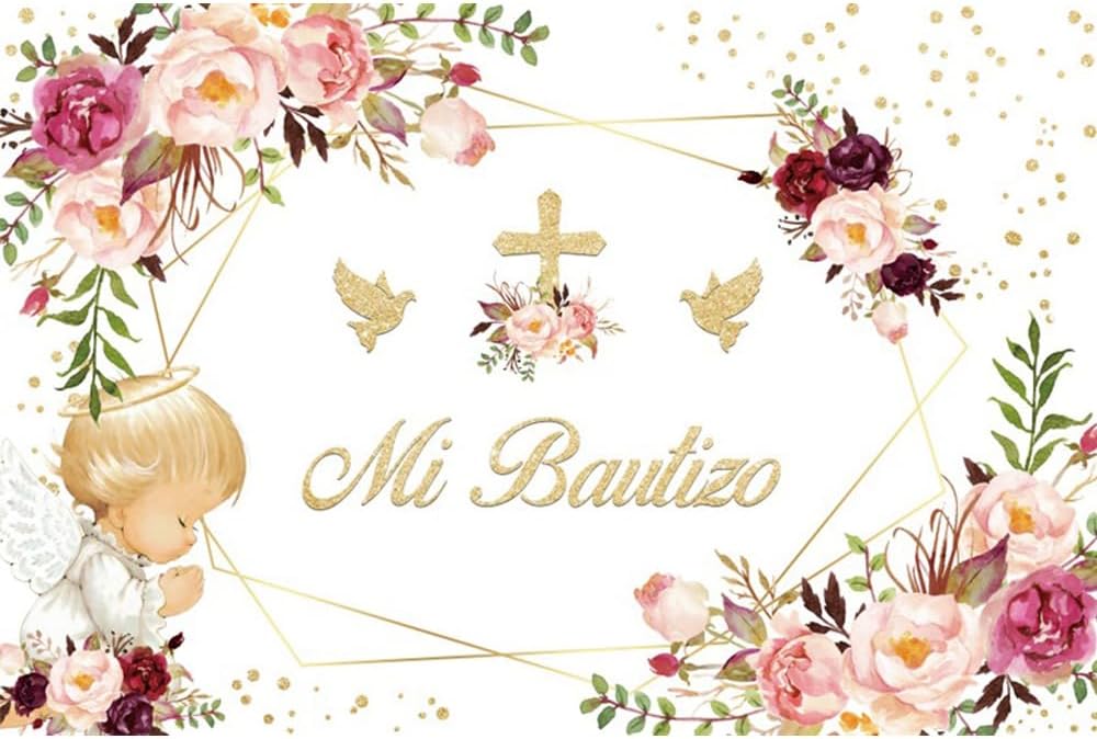 Mi Bautizo – Telón de fondo de bautismo para fotografía de vinilo de 10 x 8 pies, decoración de fiesta de la primera comunión, telón de fondo de