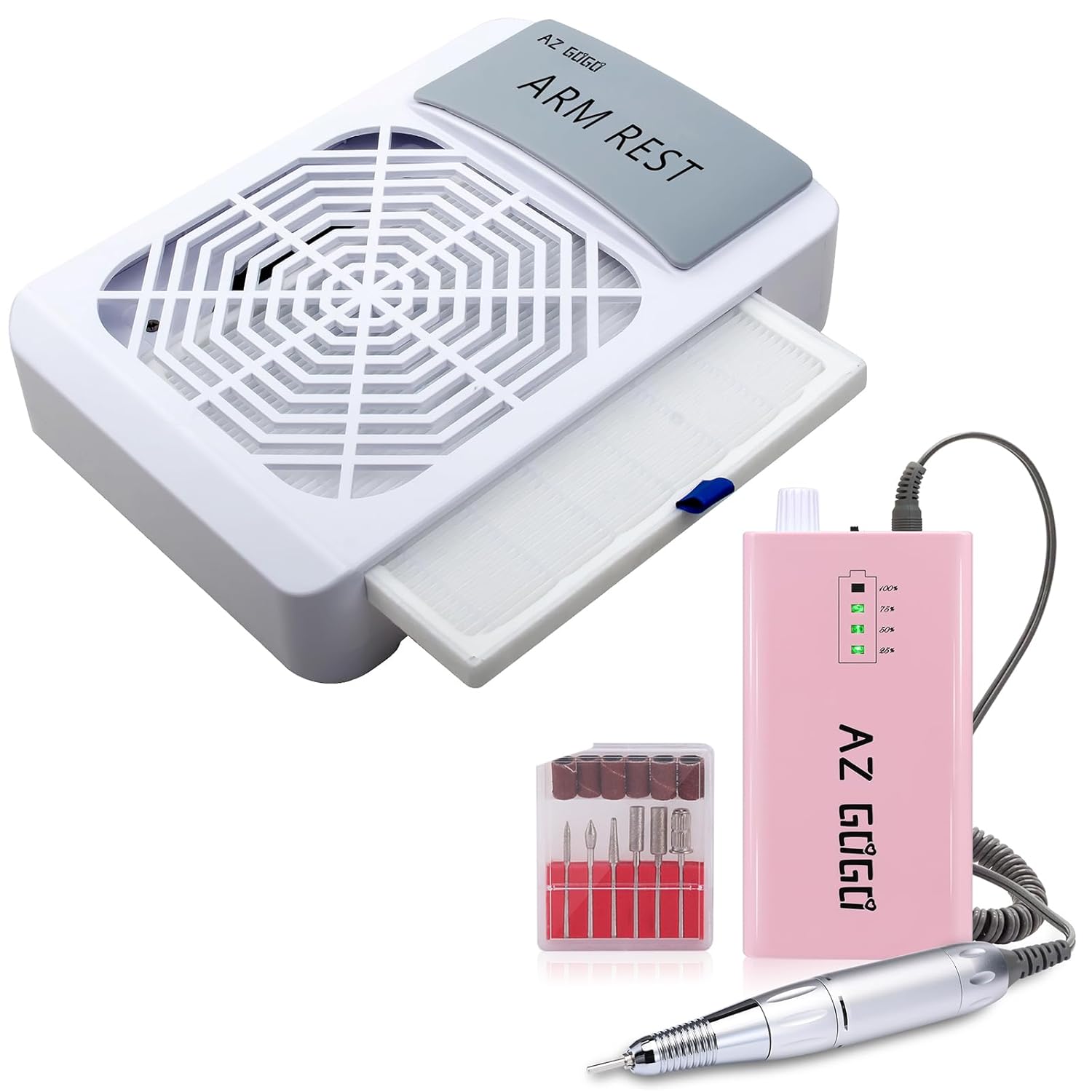 AZ GOGO Taladro de uñas portátil de 30000 RPM + colector de polvo de uñas