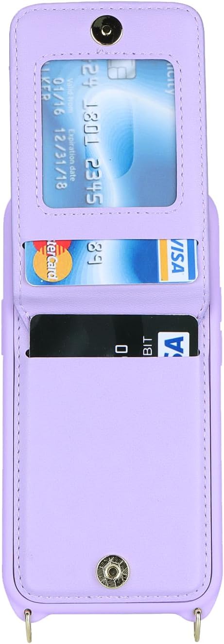Funda para iPhone 13 Mini con tarjetero para mujer, iPhone 13 Mini, cartera con correa y ranuras para tarjetas de crédito, bandolera con cremallera