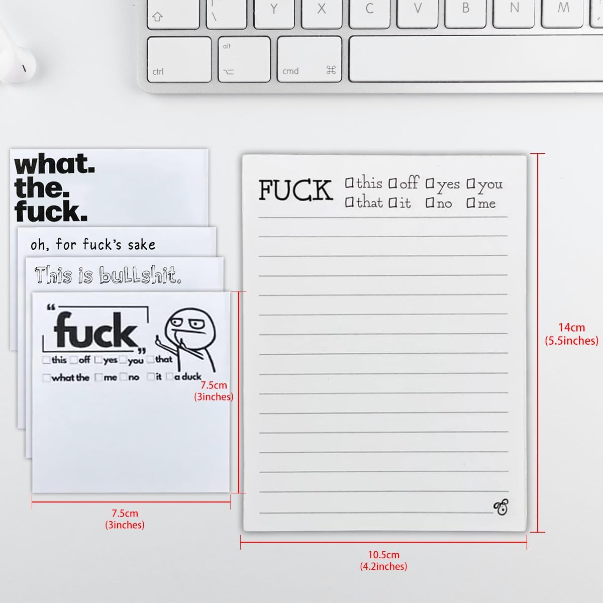 Fresh Outta Fucks – Juego de notas adhesivas y bolígrafo, divertidos suministros de oficina, regalos de elefante blanco para amigos, compañeros de
