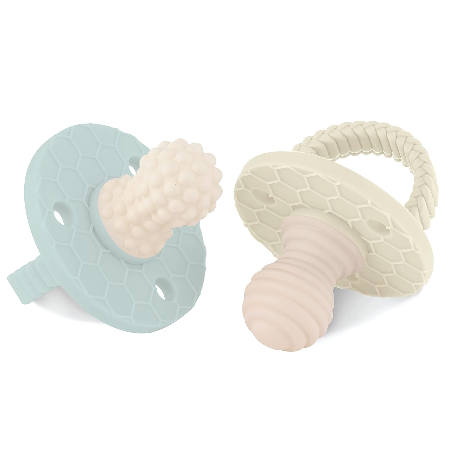 SoothiPop – Mordedera de silicona para bebés con forma de chupete de 3 meses (2 unidades) – Mordedera congelable y masticable para bebés,