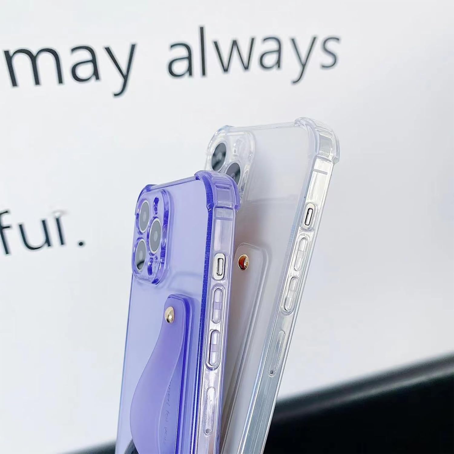 siduater Funda con correa para iPhone 15 Pro de 6.1 pulgadas con soporte, funda protectora de TPU suave y transparente a prueba de golpes,