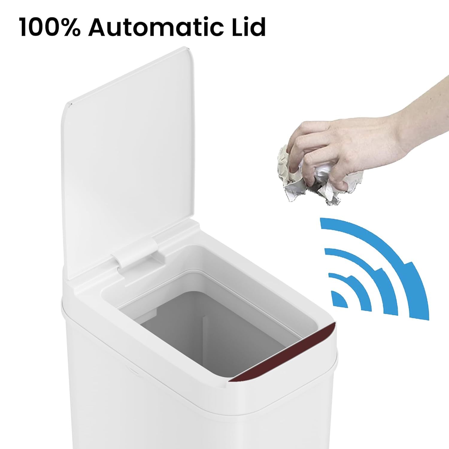 iTouchless Cubo de basura para baño con sensor de 3 galones, pequeño cubo de basura automático sin contacto delgado con tapa, cesta de basura