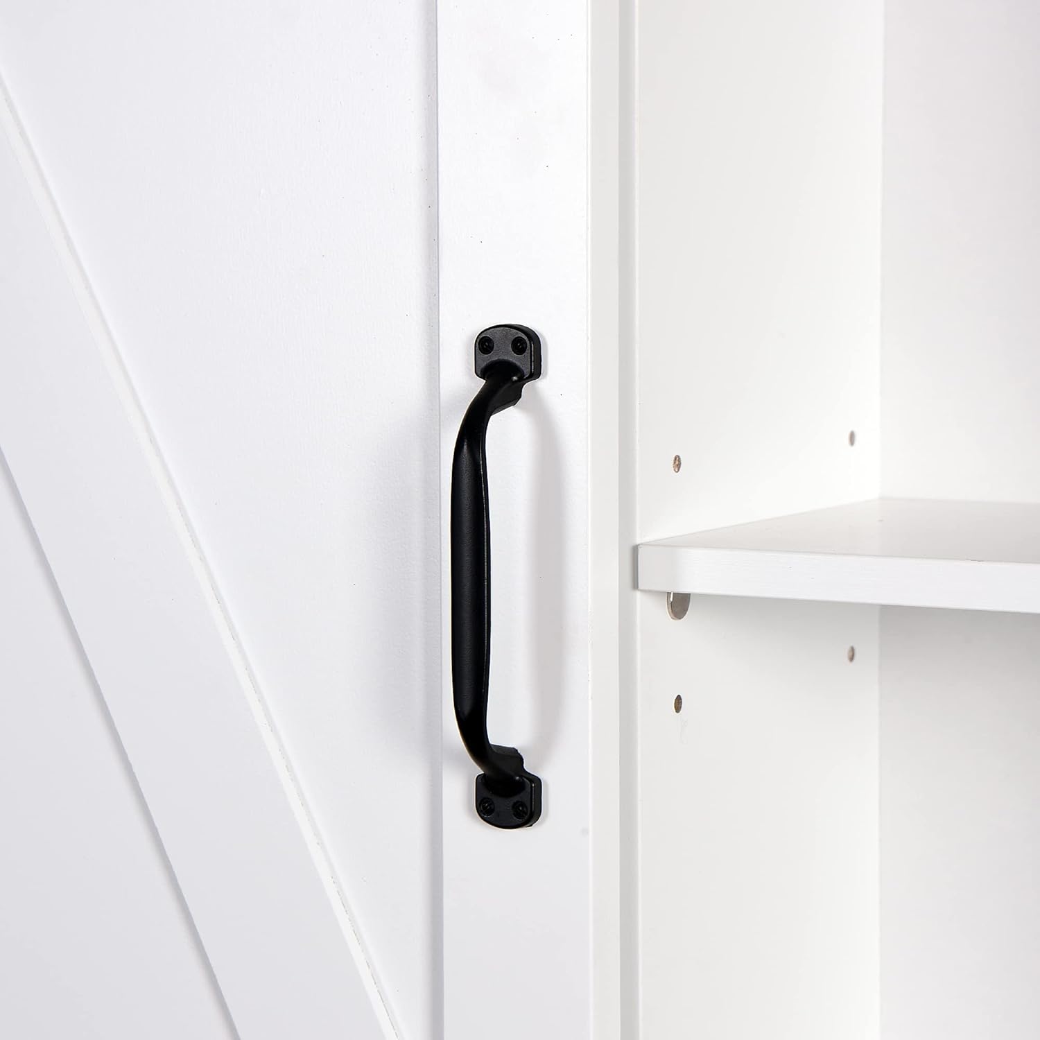 Armario de almacenamiento de pared con puerta de granero y 2 estantes ajustables en el interior, gabinete flotante de madera LERFAN moderno, 27.16 x