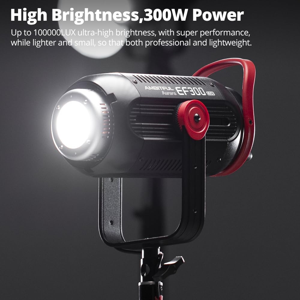 AMBITFUL EF300 Aurora COB 300W 5600K Fotografía profesional Fx luz de relleno Fx efectos de iluminación, control inalámbrico, modo silencioso,