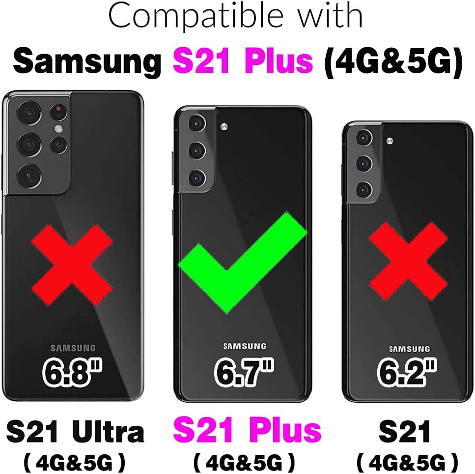 Asuwish Funda tipo cartera compatible con Samsung Galaxy S21 Plus Glaxay S21+ 5G, protector de pantalla de vidrio templado y portatarjetas para