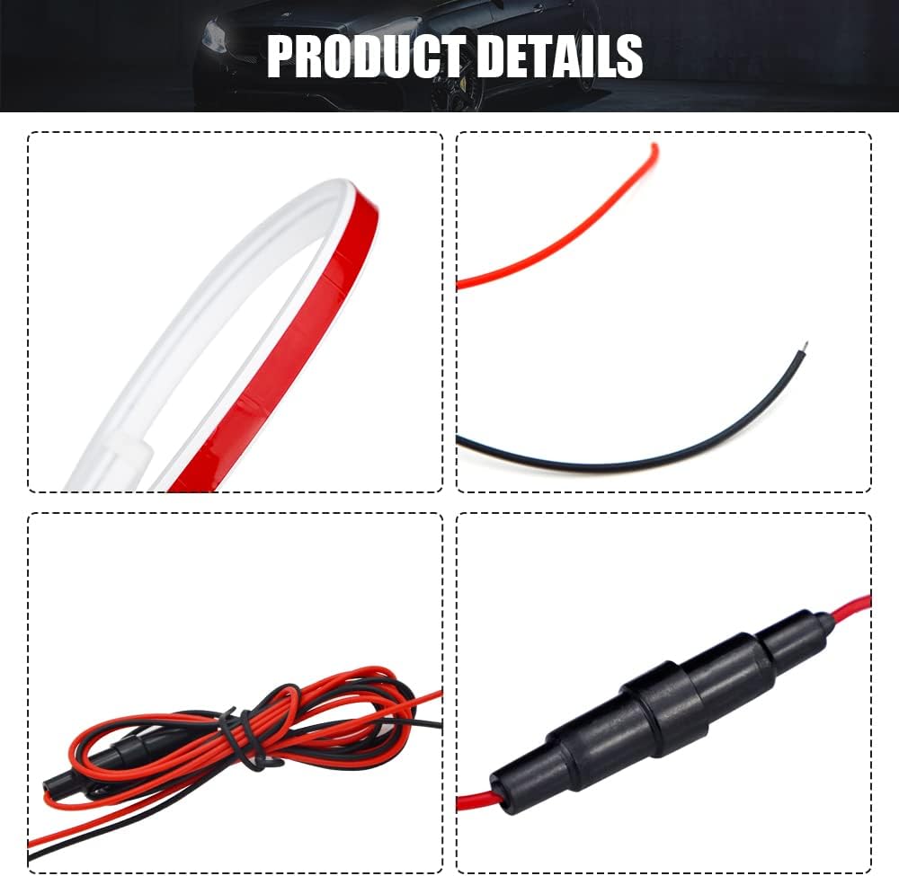 Tira de luz para capó de automóvil de 59 pulgadas, color azul hielo, tira de luces LED para capó, flexible, impermeable, escaneo dinámico, tira de