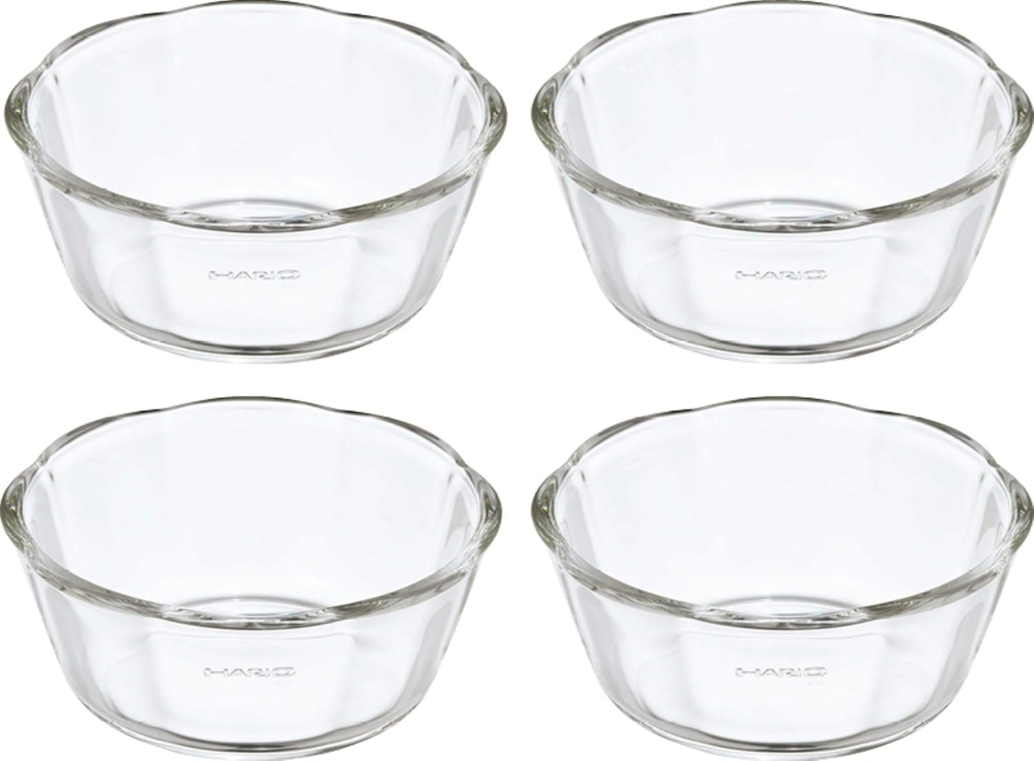 HARIO SWB-2412 Heat Resistant Glass Sweets Bowl, 300, Set of 4, Made in Japan
