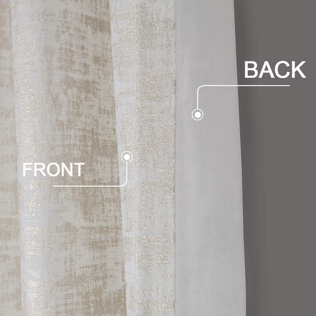 always4u Cortinas de terciopelo suave de 95 pulgadas de largo, cortinas de lujo para dormitorio, cortinas de ventana con estampado dorado para sala
