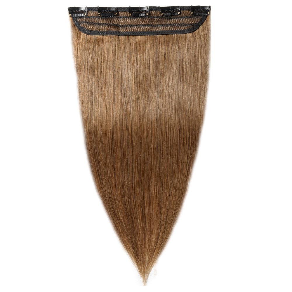 Extensiones de cabello con clip, cabello humano Remy, extensiones de cabello largo lacio de una pieza con 5 clips, con gancho para colgar