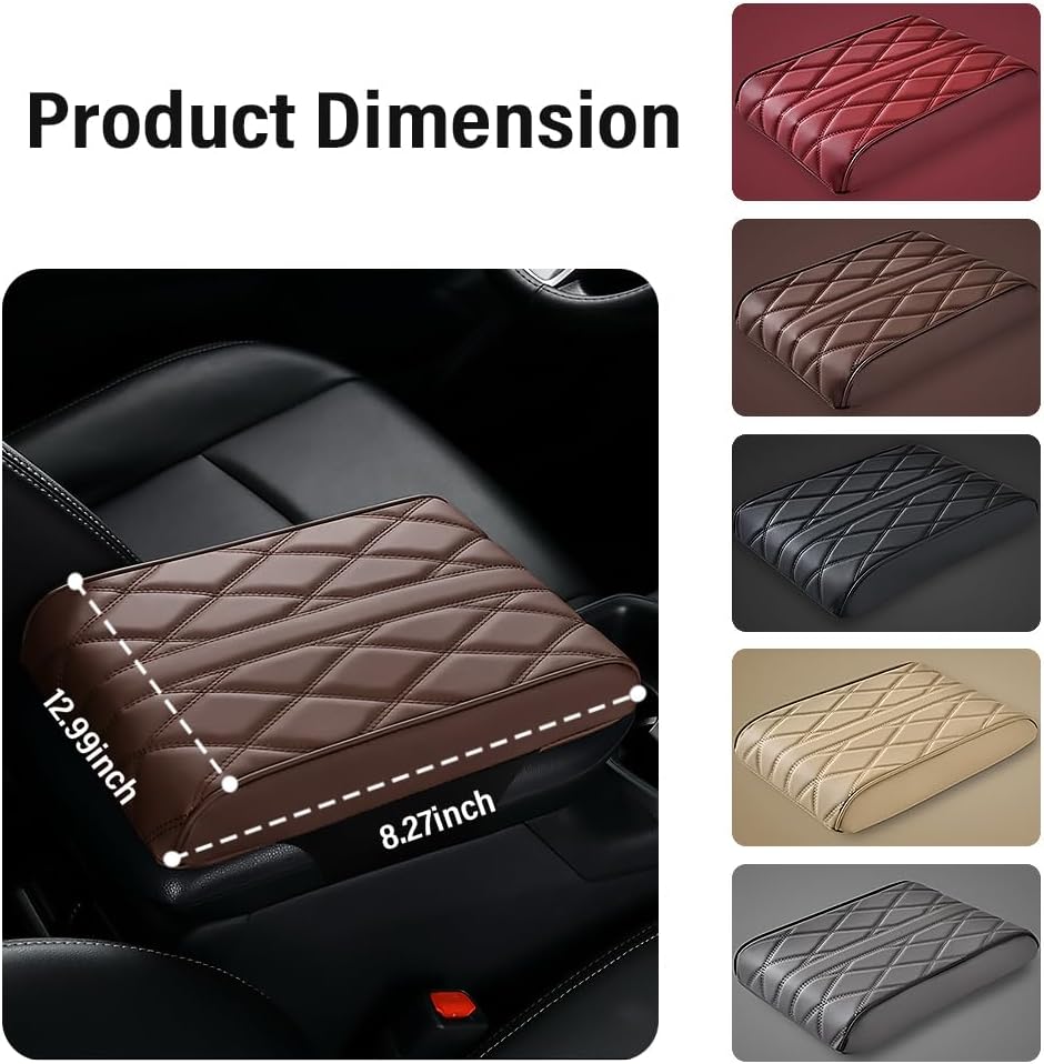 Funda para consola central de automóvil, funda de cuero de espuma viscoelástica para reposabrazos, suave y agradable al tacto, cojín para