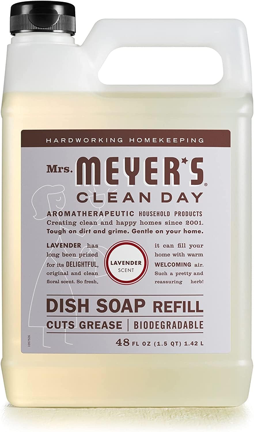 Mrs. Meyer’s – Paquete surtido de 1 detergente líquido para platos y 1 repuesto, aroma a lavanda, 48floz