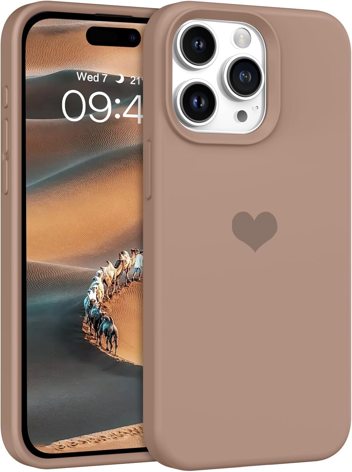 BENTOBEN Funda de teléfono compatible con iPhone 15 Pro Max de 6.7 pulgadas, diseño de corazón lindo de silicona, goma de gel suave, a prueba de