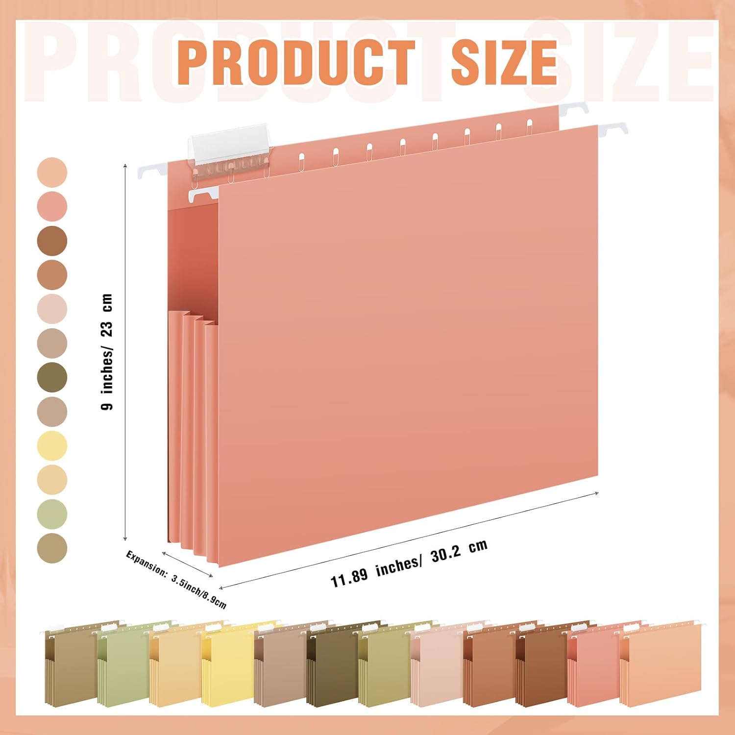 Yaomiao 24 carpetas colgantes de capacidad adicional, tamaño carta, carpeta colgante de 3.5 pulgadas de expansión de colores con etiqueta reforzada