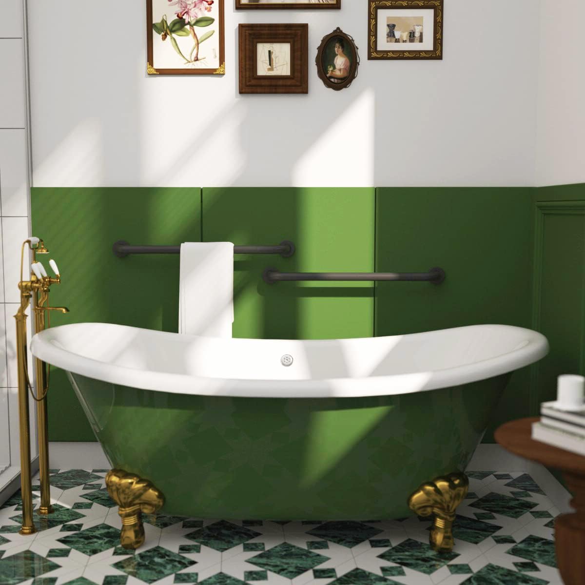 Barra de agarre antideslizante de 24 pulgadas para ducha, color negro aceitado de 1.25 pulgadas de diámetro, barra de agarre para baño, barra de