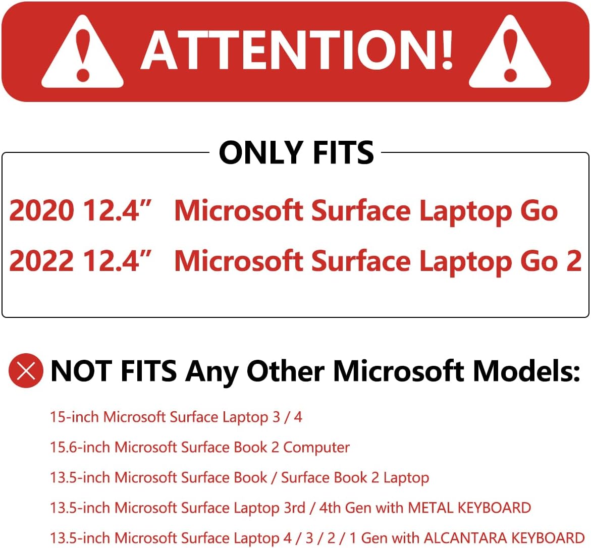 MEEgoodo Funda para portátil Microsoft Surface Go 21 de 12.4 pulgadas lanzada en 2022 2020, fundas rígidas transparentes para laptop con teclado y
