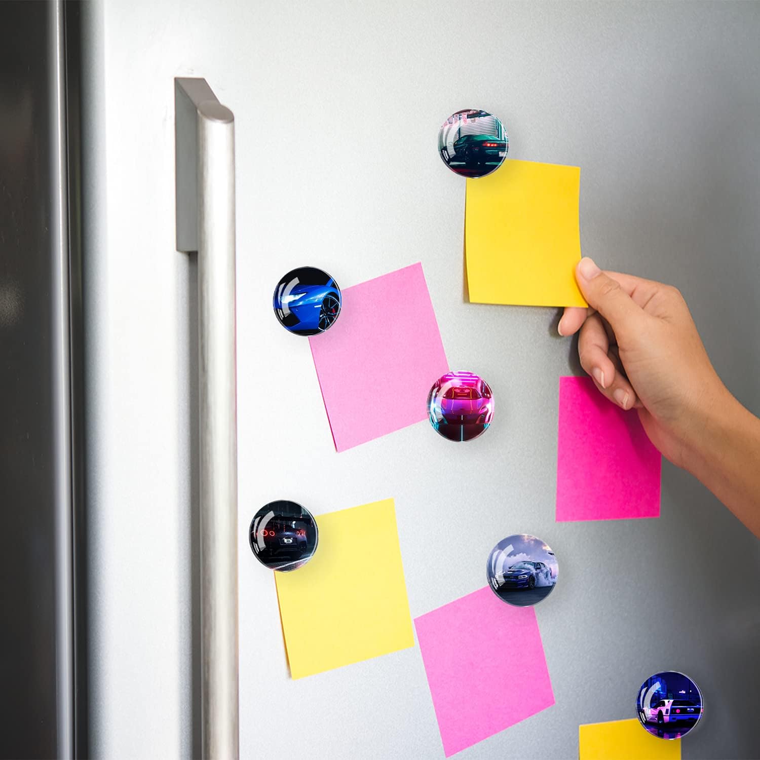 6 imanes para nevera de vidrio para refrigerador, imanes decorativos para pizarra blanca, lindos mini imanes de casillero, imanes para refrigerador