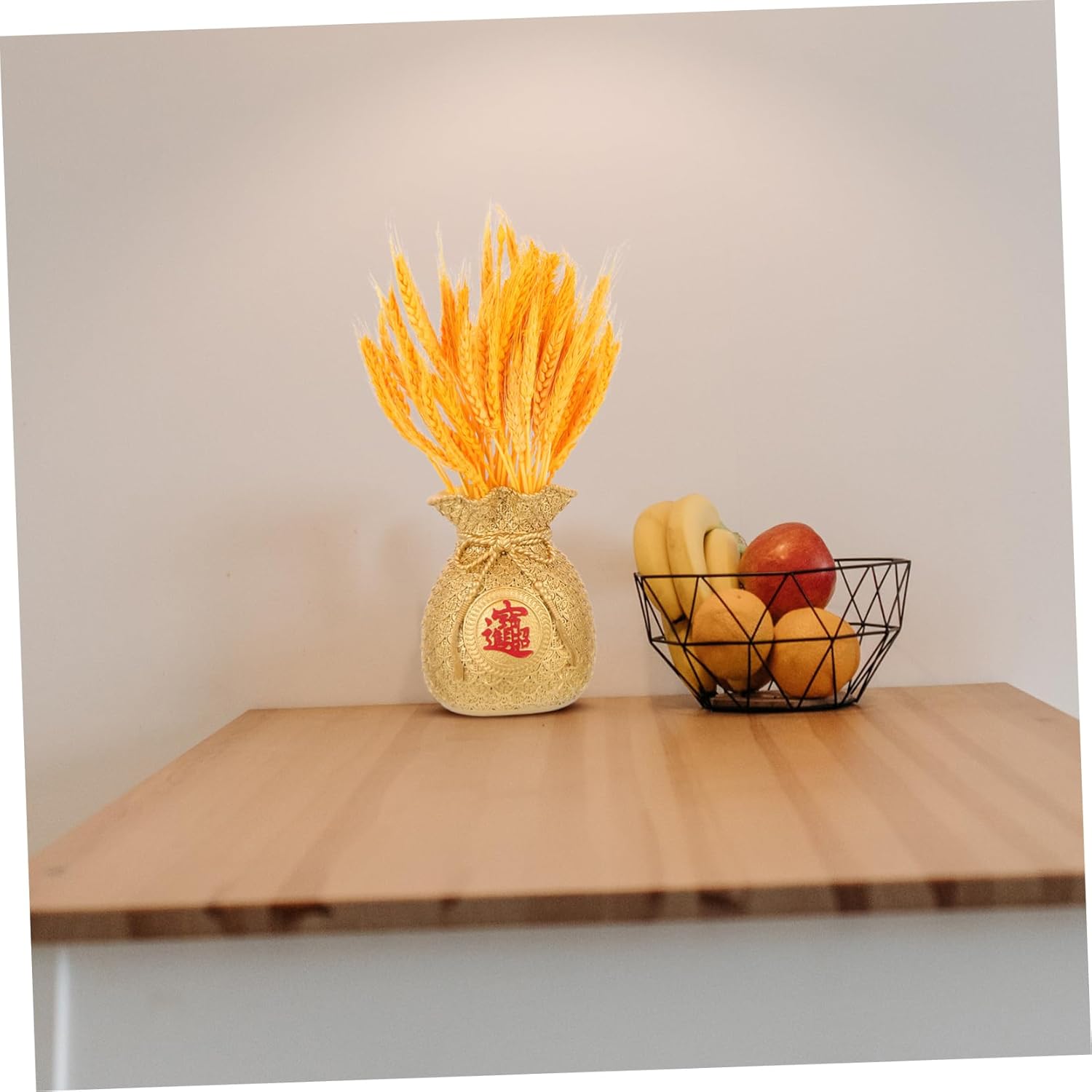 NOLITOY 3 piezas de decoración de bolsa de la suerte, jarrón creativo para dinero, florero de orejas de trigo, decoración de granja, jarrón de arte,