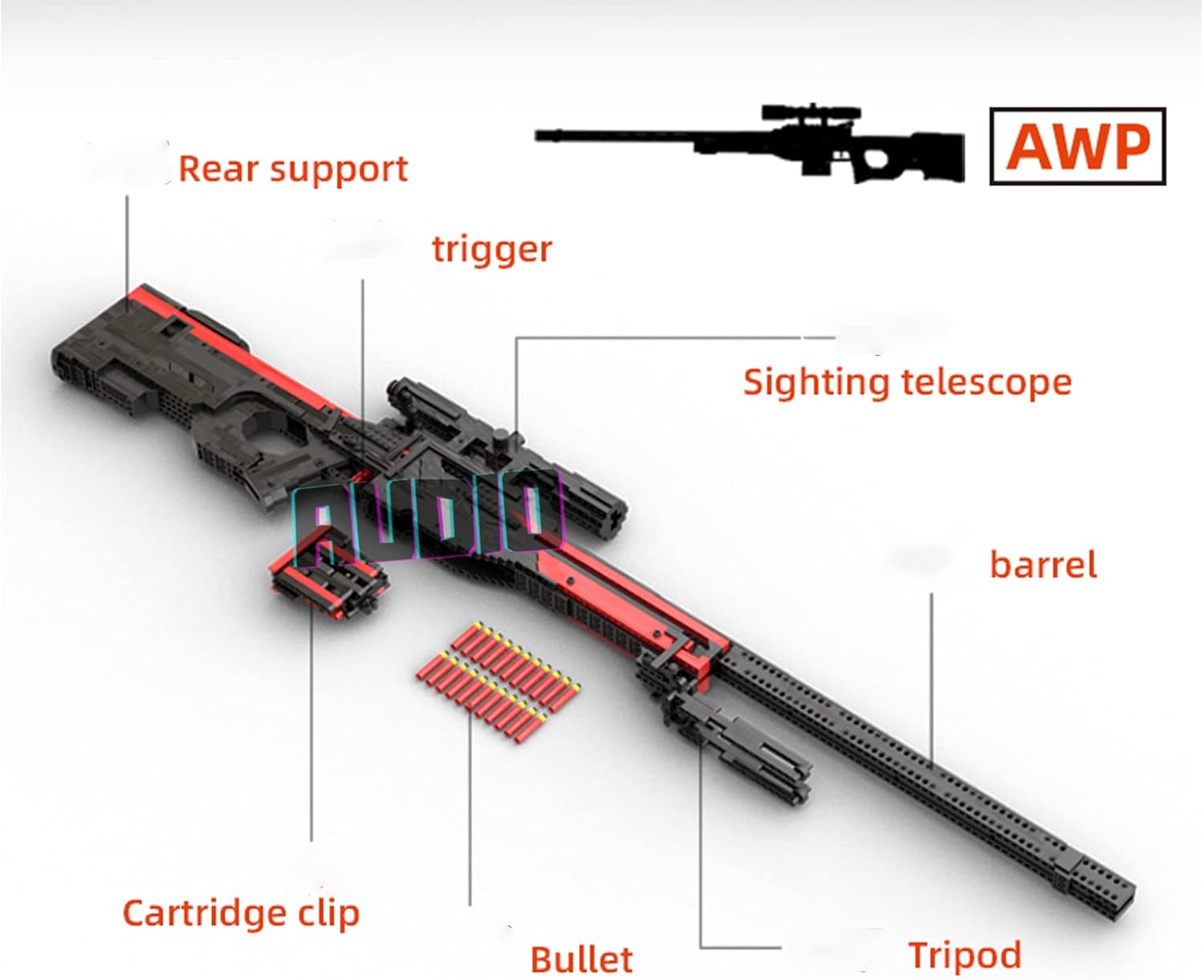Audio Technics AWP – Bloque de construcción de juguete de disparo Technics AWP, compatible con Lego Technic, más de 2000 piezas, 47 pulgadas