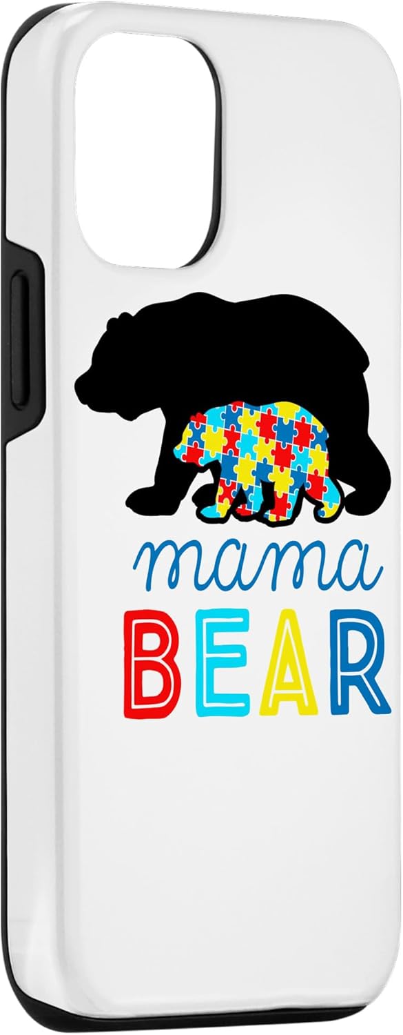 Funda de regalo para iPhone 13 Pro para concientización sobre el autismo, mamá oso autista