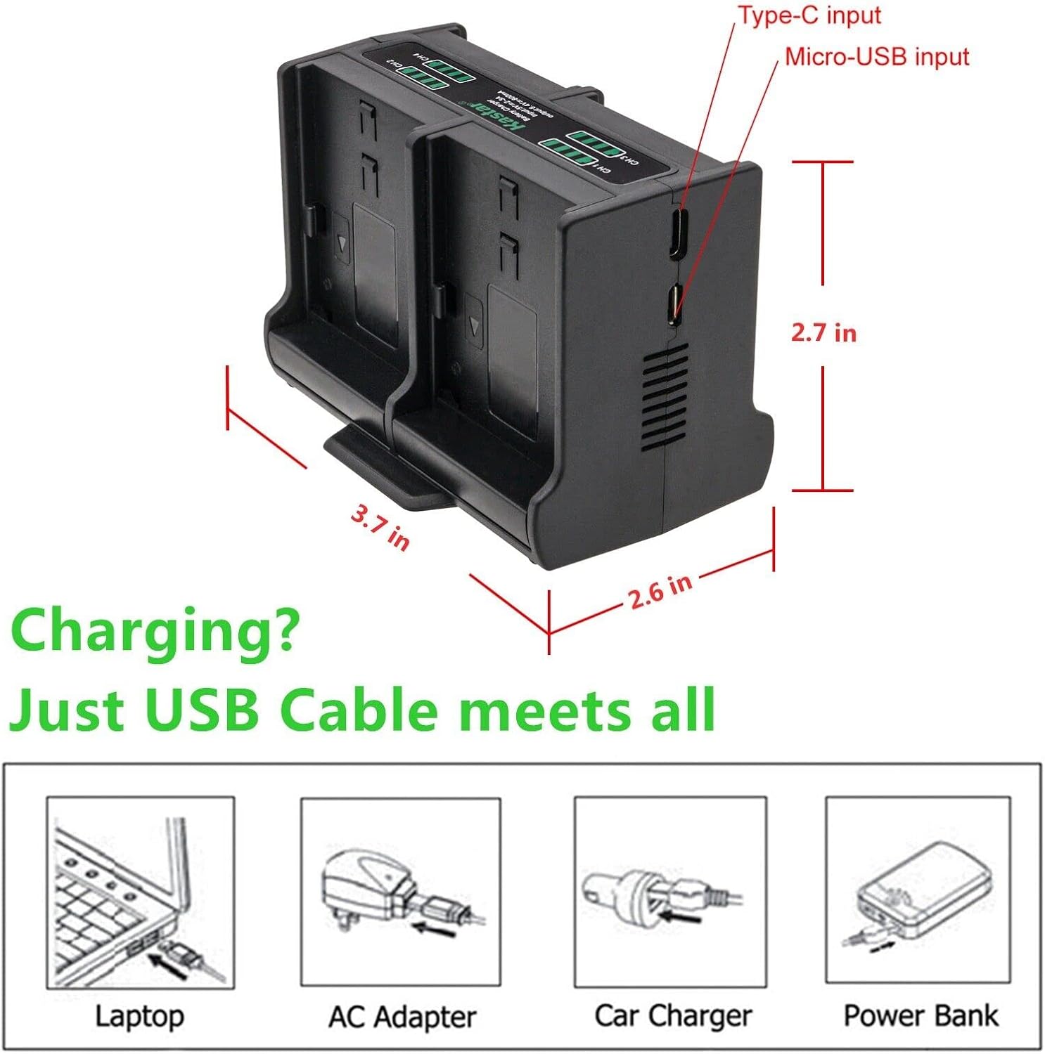 Kastar Paquete de 4 baterías NB-11L y cargador cuádruple compatible con Canon ELPH 170 is, ELPH 180, ELPH 190 is, ELPH 320 HS, ELPH 340 HS, ELPH 350