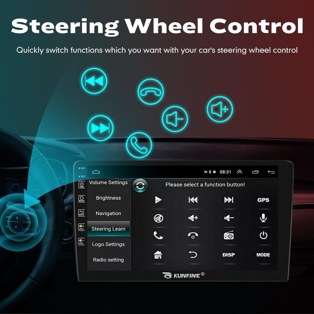Kunfine Coche CarPlay Android Navegación Automática Estéreo GPS Radio Reverse Cámara Pantalla 9 “IPS Pantalla Táctil Headunit Tablet Pad Media