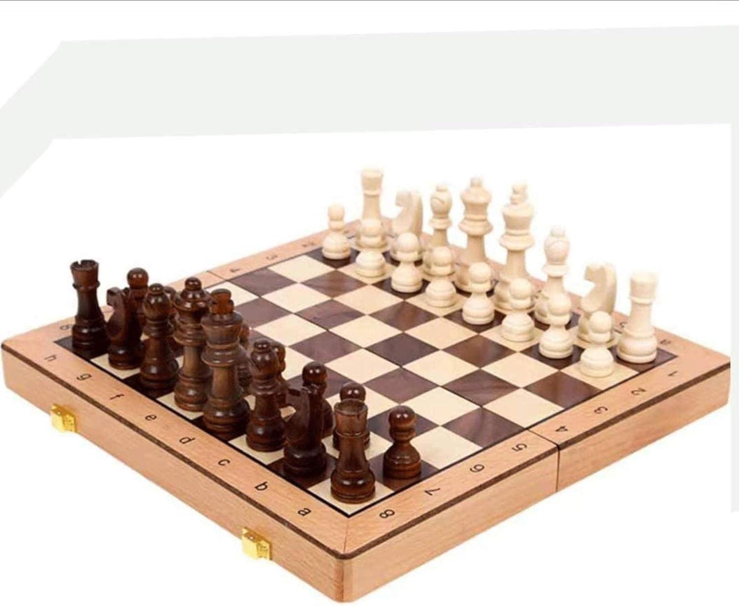 Juego de ajedrez magnético plegable de madera de viaje, juego de tablero de ajedrez con ranuras de almacenamiento, incluye 2 reinas adicionales, el