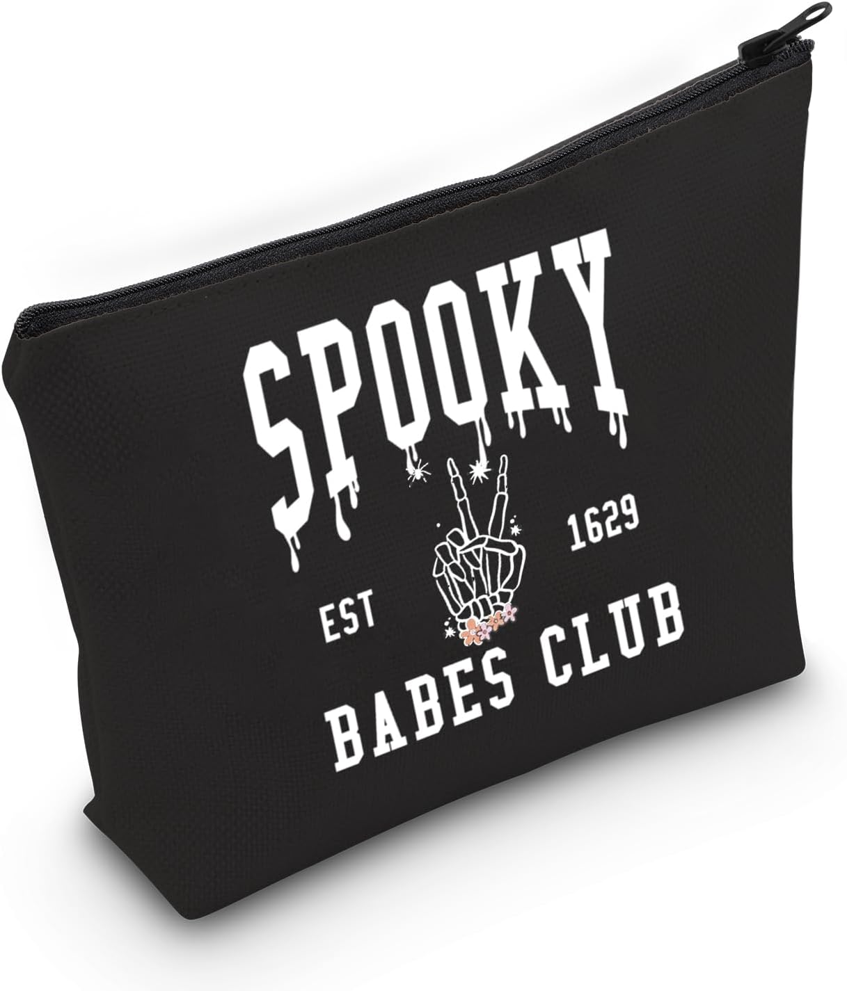 ZJXHPO Spooky Babe Club Bolsa de cosméticos para fiesta de Halloween, regalo de esqueleto de mano, bolsa de maquillaje con cremallera, kit de
