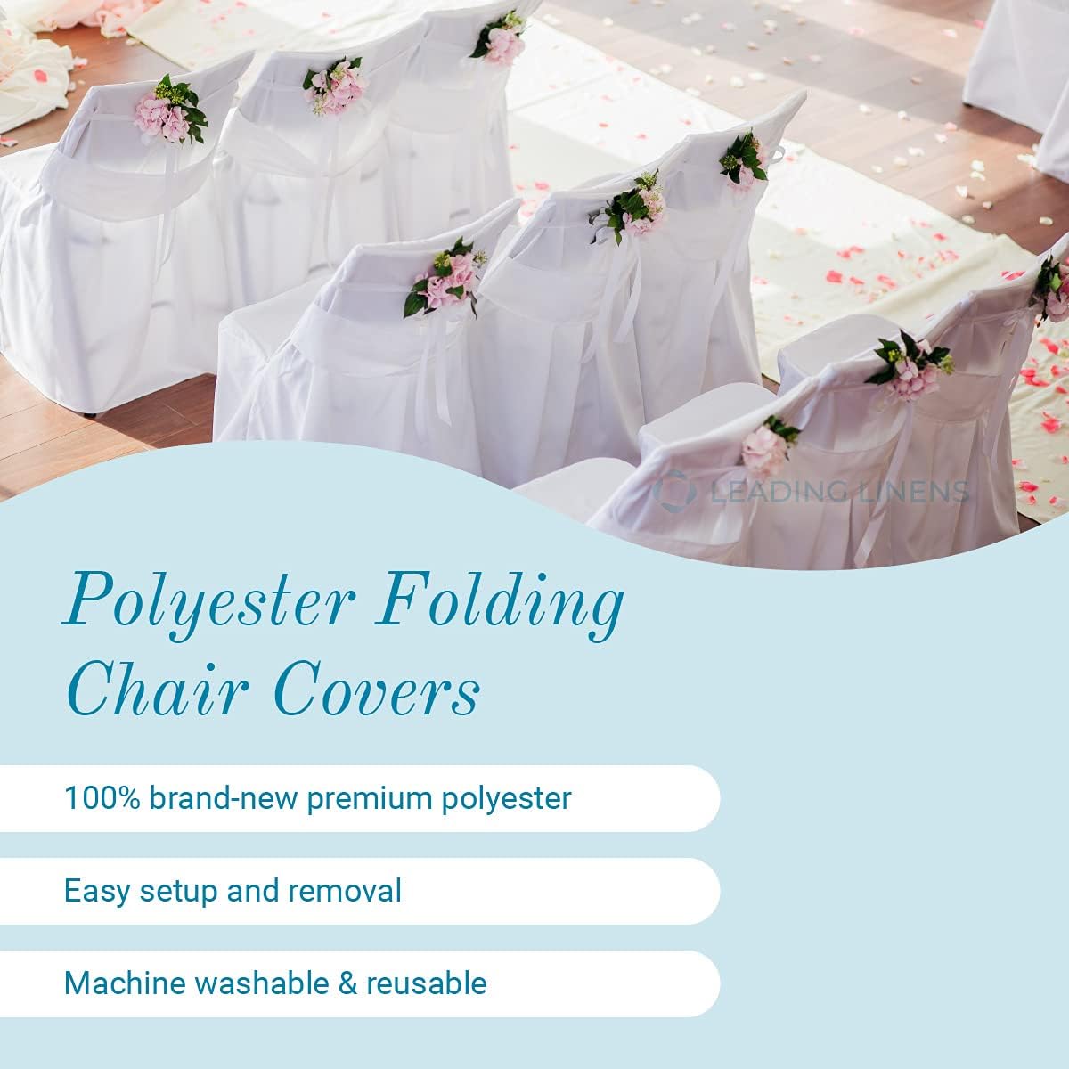 Sparkles Make It Special Leading Linens – Fundas para sillas plegables de poliéster de 300 piezas, recepción de boda, banquete, fiesta, restaurante,
