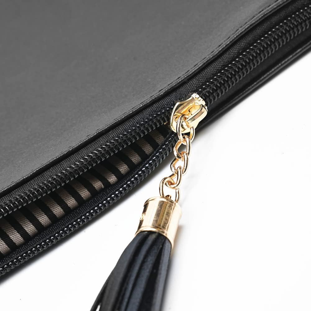 Pequeña bolsa de maquillaje para bolso, juego de 2 bolsas de maquillaje con cremallera de cuero con bolsa para brochas de maquillaje, lindas bolsas