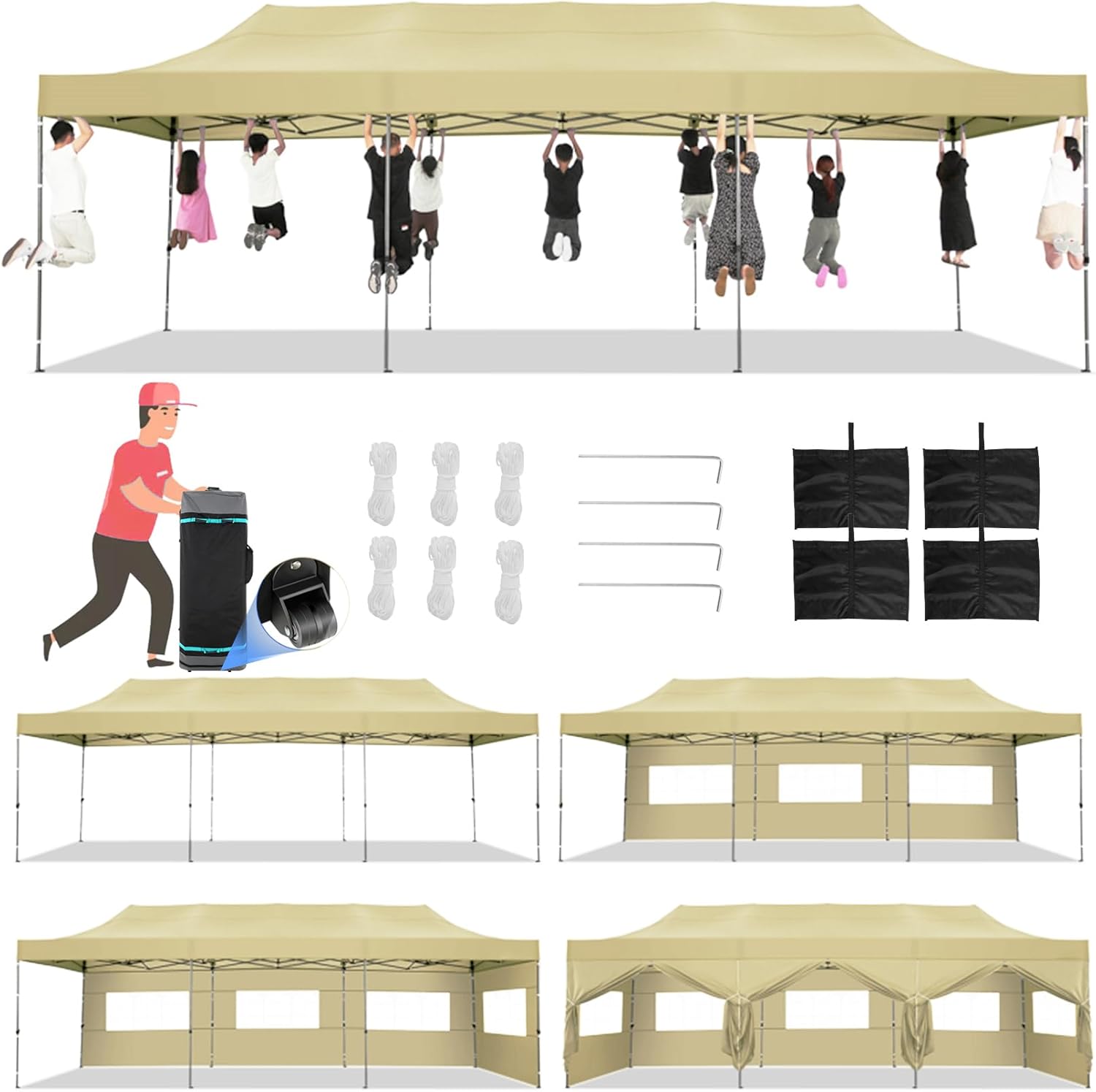 Tooluck Tienda de campaña desplegable de 10 x 30 pulgadas con 8 paredes laterales, tienda de campaña resistente al agua, para bodas, fiestas,