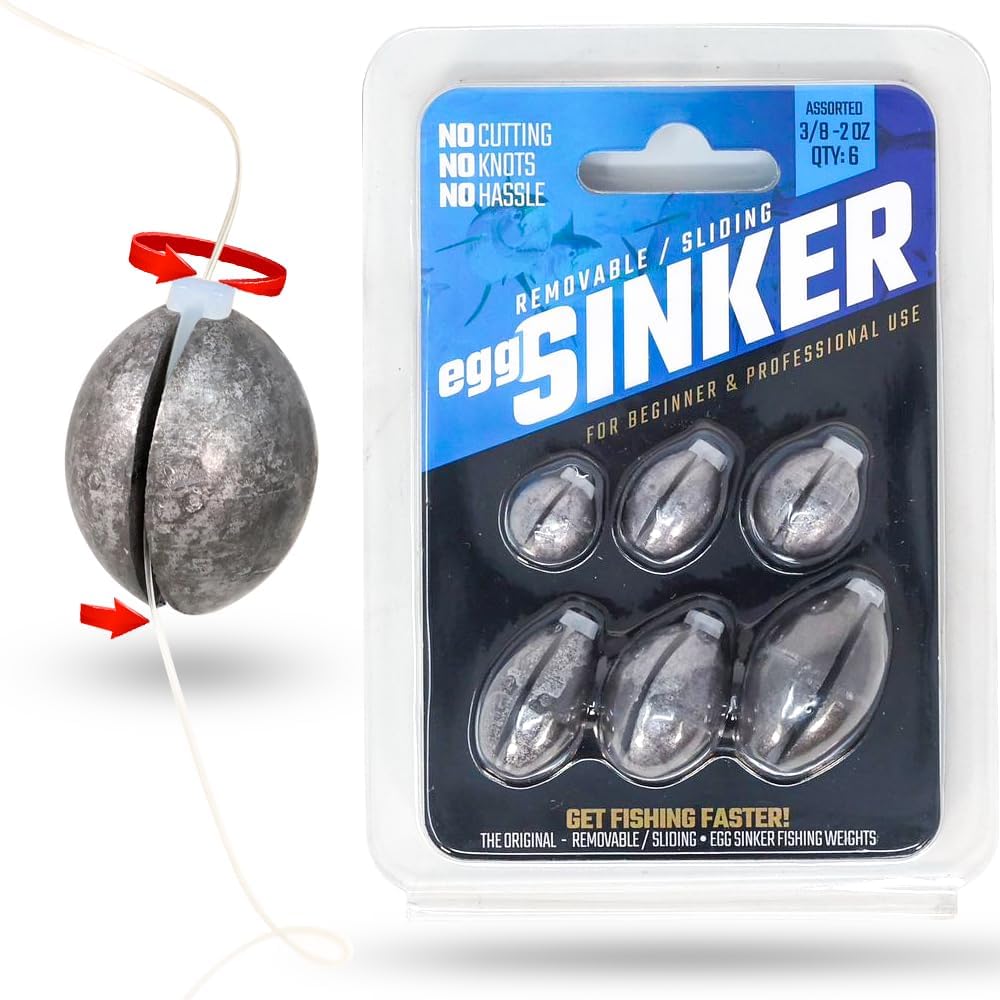 Peso de pesca de plomo extraíble y reutilizable  fregadero de huevos deslizante  para pesca en el mar o lago, sin nudos o línea de corte  Easy Sinker