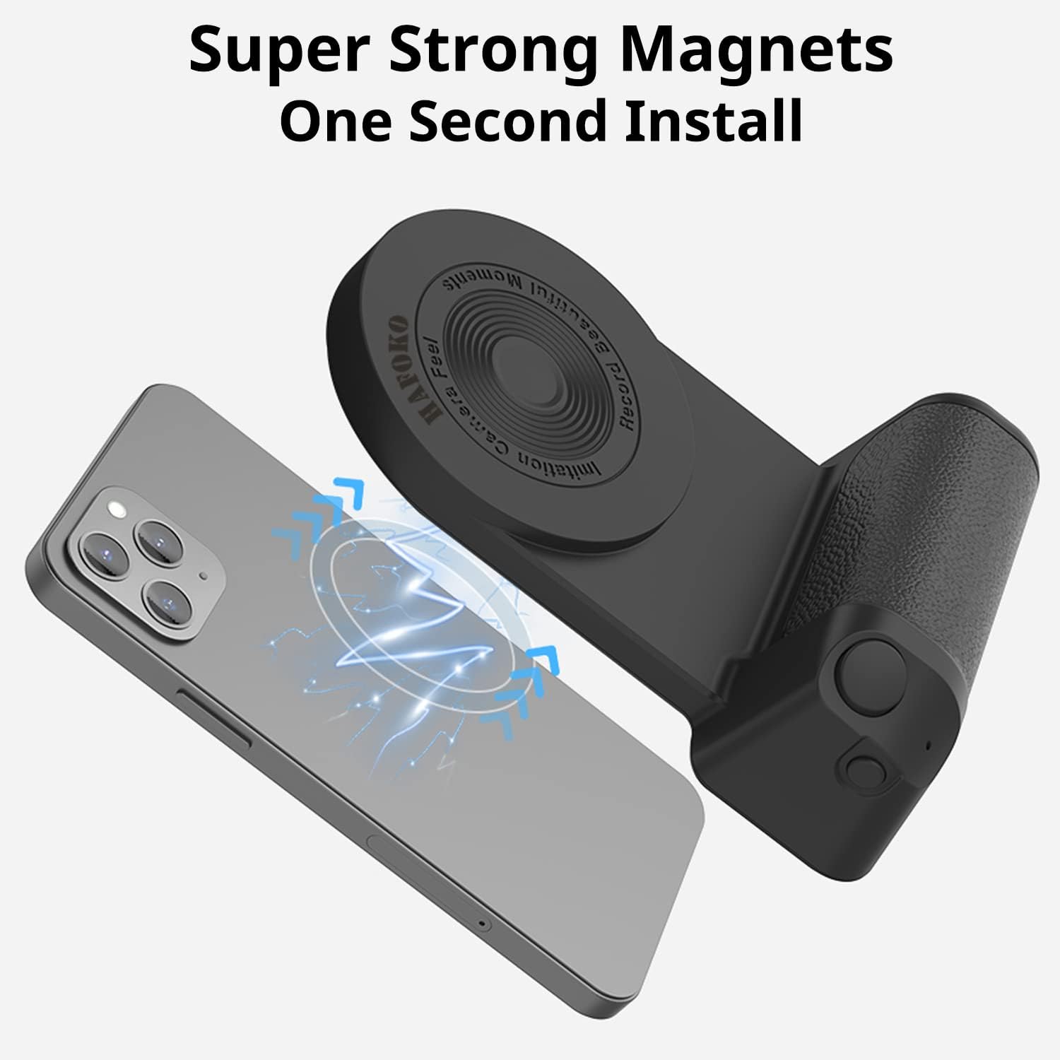 Magnético Smartphone CapGrip Cámara Teléfono Celular Agarradera Foto 10W Soporte de carga inalámbrica Soporte de teléfono con Bluetooth Control