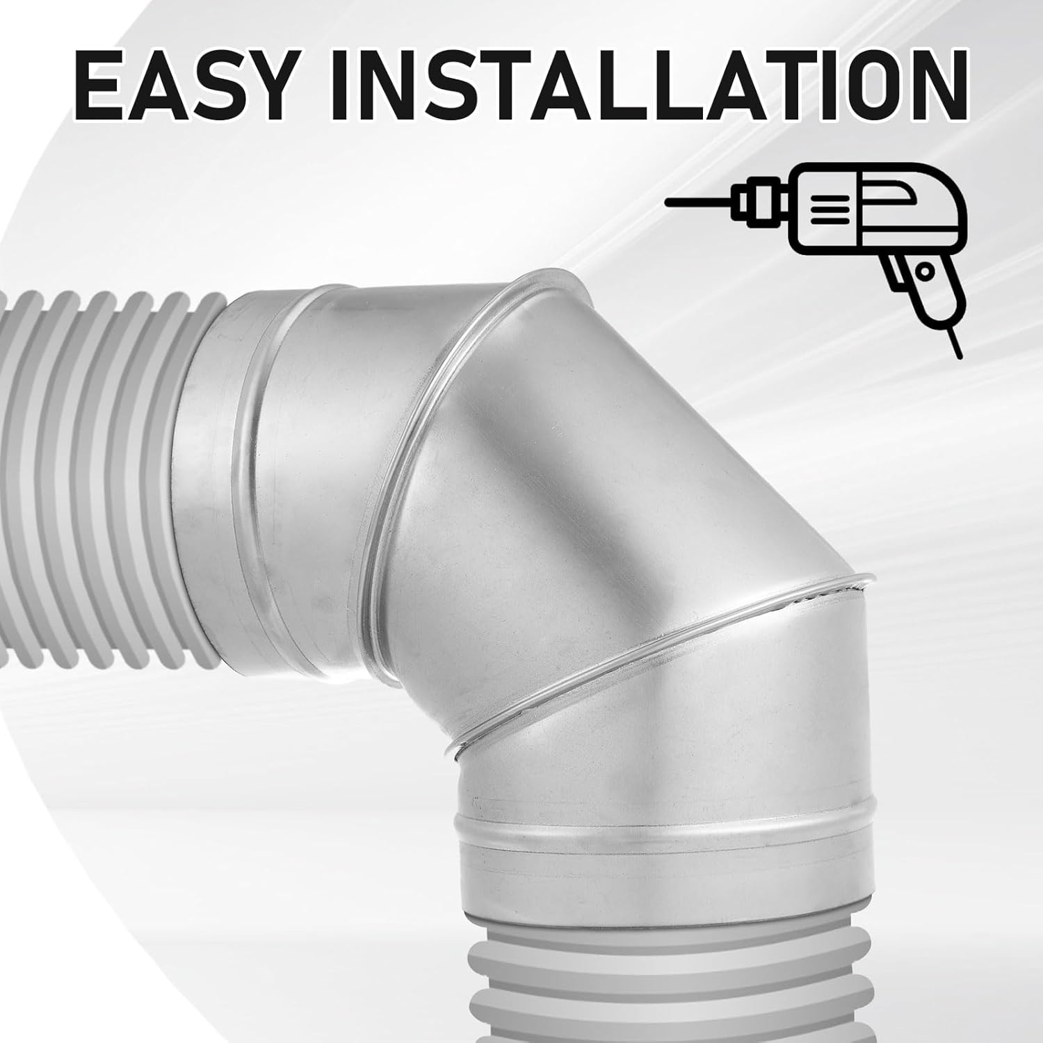 Zonon Tubo de estufa de codo de pared única de 6 pulgadas de diámetro interior para estufa de acero inoxidable, conector de tubo de codo de 90