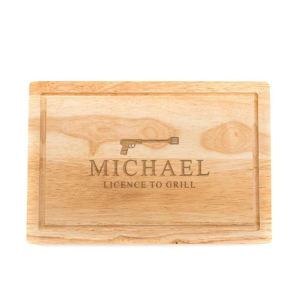 Personalized Wooden Bbq Cutting Board – Birthday Gift for Husband Boyfriend – Grilling Gifts for Men – James Bond Licensed to Grill – Funny Novelty