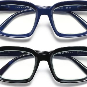YTDBNS 2 pares de anteojos de lectura de gran tamaño para mujeres y hombres, lentes de lectura cuadrados con bloqueo de luz azul grande para mujeres YTDBNS 2 pares de anteojos de lectura de gran tamaño para mujeres y hombres, lentes de lectura cuadrados con bloqueo de luz azul grande para mujeres