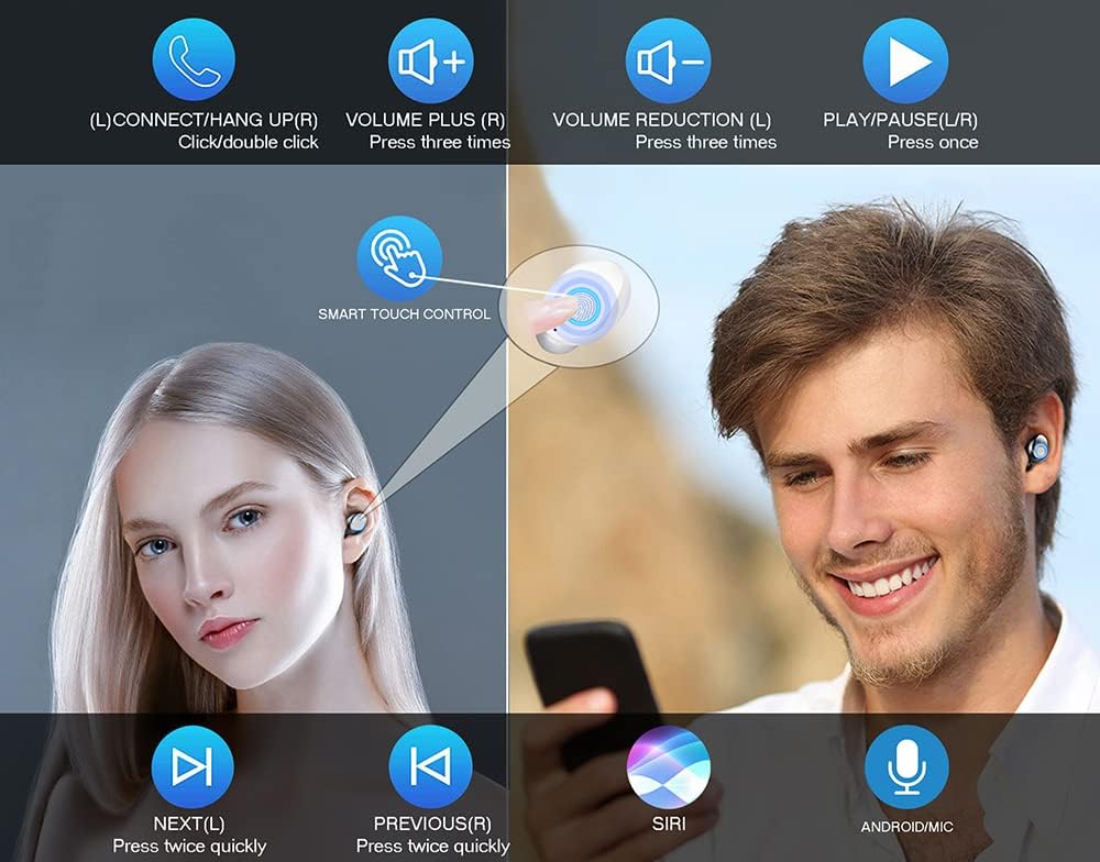 VOLT+ Plus TECH Slim Travel Wireless V5.1 Earbuds Compatible with Xiaomi Redmi A1+ Updated Micro Thin Case with Quad Mic 8D Bass IPX7