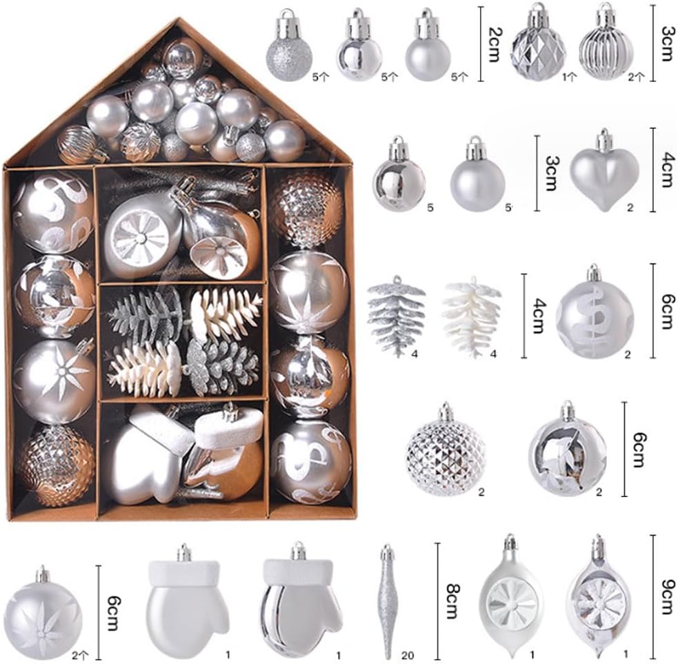 Adornos de 70 piezas surtidas de adornos de Navidad, bolas colgantes de plástico inastillable, bolas colgantes para árbol de Navidad, fiestas,