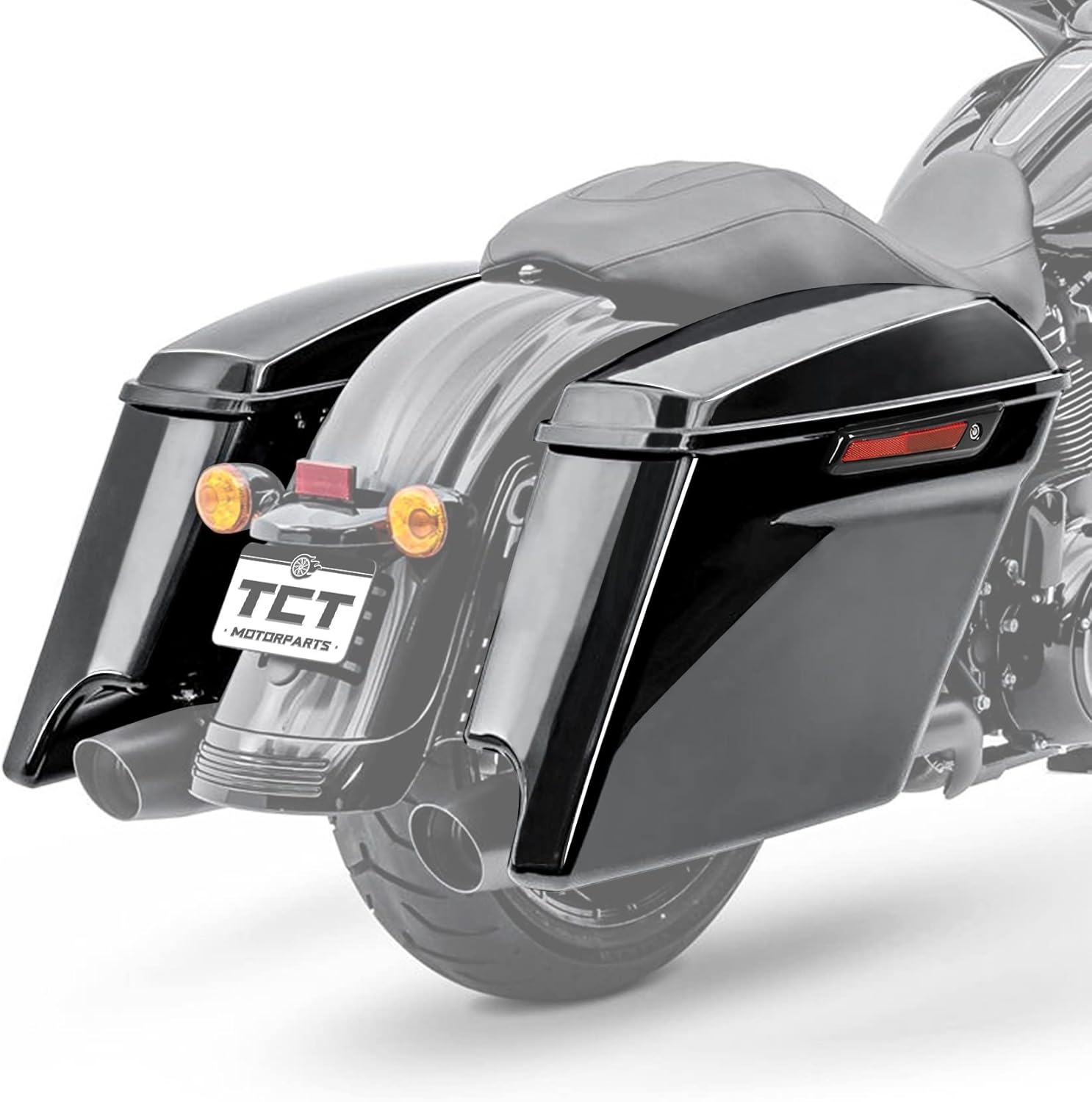 TCT-MOTORPARTS Alforjas rígidas extendidas de 5 pulgadas con pestillo negro para Harley-Davidson Touring FLT, FLHT, FLHTCU, FLHRC, Road King, Road