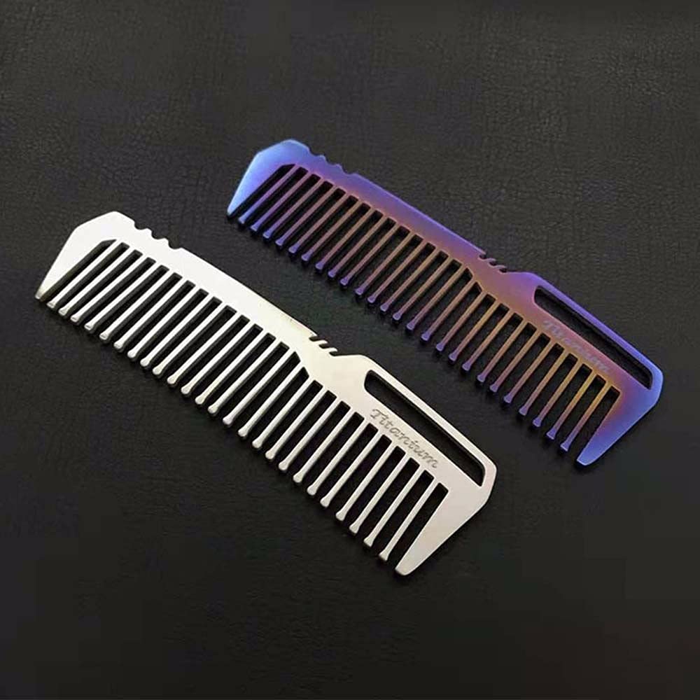 Mini peine de aleación de titanio portátil Antiestático EDC Gear Peines peine de titanio peine Peines de pelo (plata)
