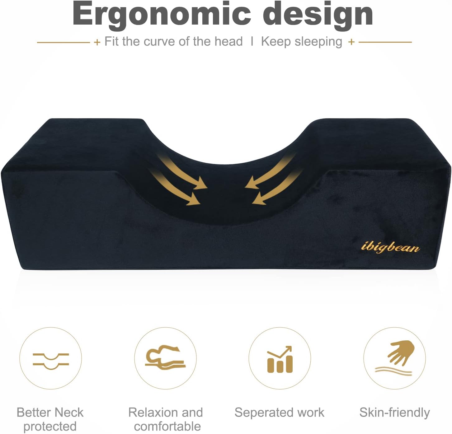 Extensión de pestañas, almohada de espuma para el cuello, almohada de salón de belleza, almohada curva de pestañas, almohada de contorno de cuello,