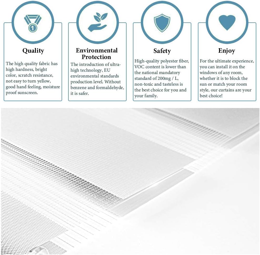 SEEYE – Cortina horizontal para ventana cortinas enrollables a rayas para día y noche, fácil de instalar de 59 pulgadas