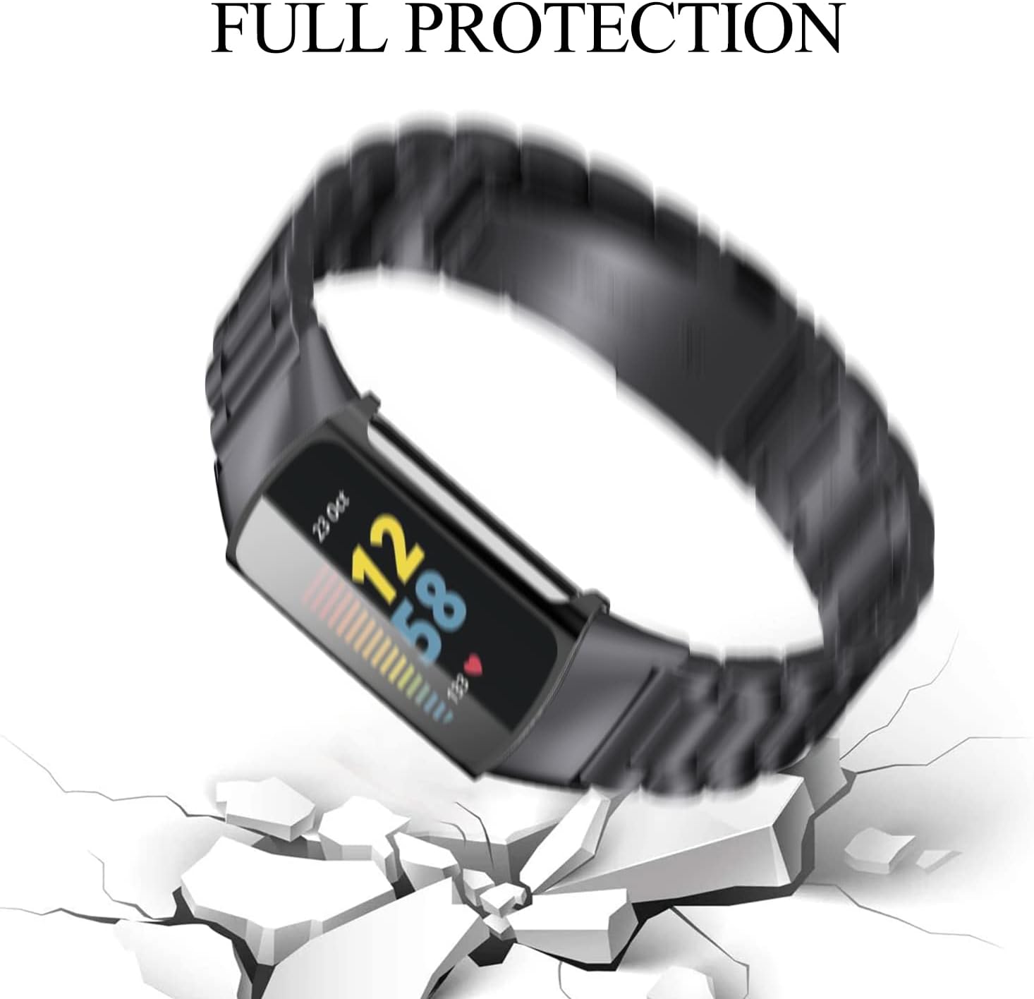 for Fitbit Charge 65 Metal Watch Band with Case, Stainless Steel Replacement Strap Compatible with Fitbit Charge 65 Wristband
