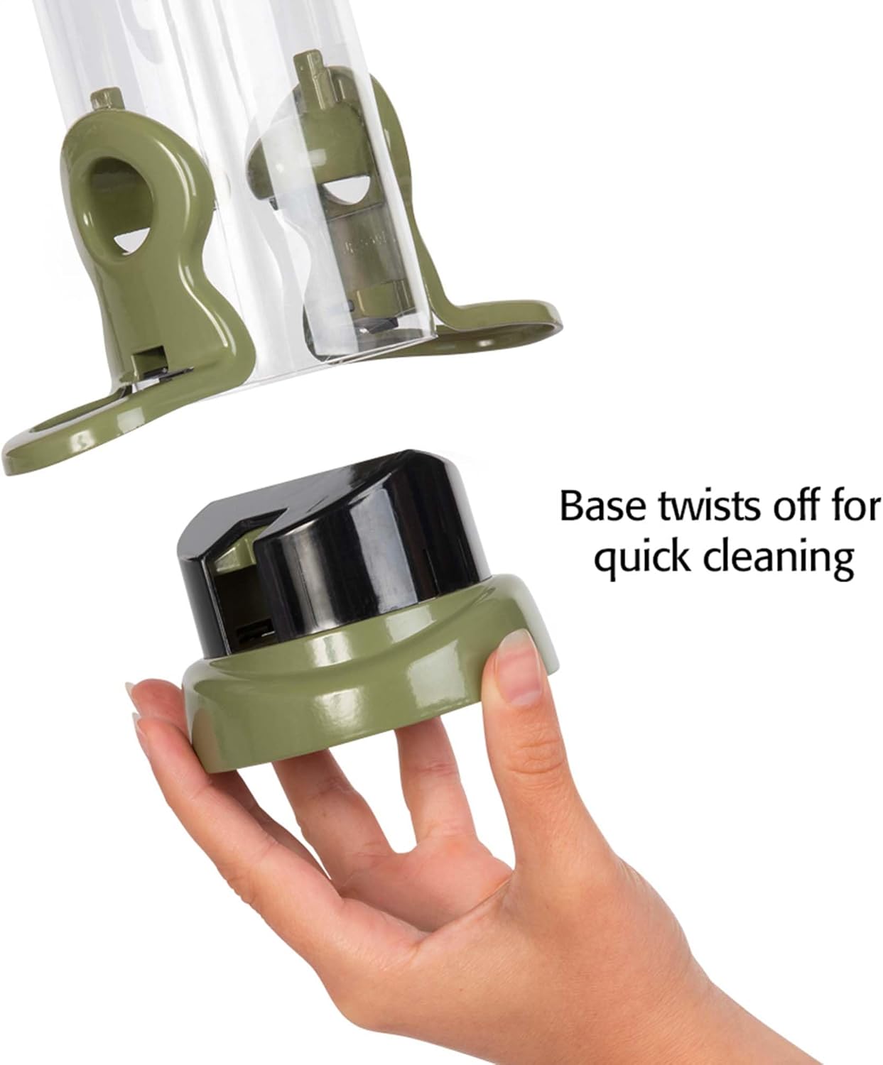 Flo Lifetime – Comedero para pájaros fácil de limpiar para semillas con tubo ancho, metal, verde, pequeño FLL-S1G