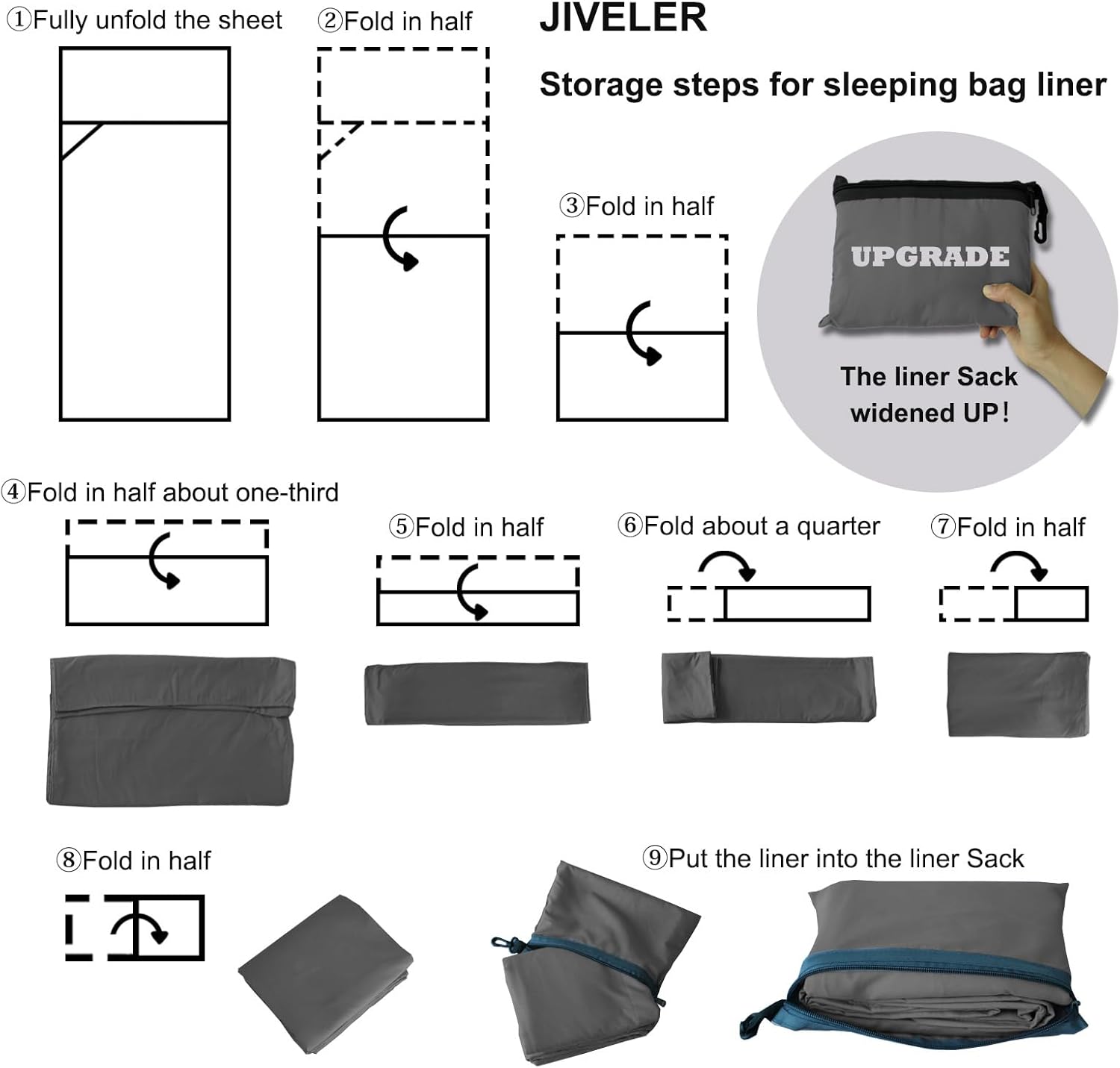 Saco de dormir ligero con forro para camping, sábanas de viaje, saco de dormir ultraligero para mochileros, senderismo, hotel, hostales y viajes,