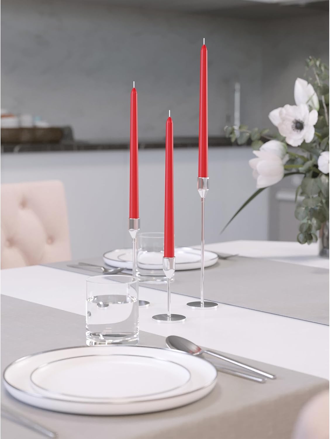 Candwax – Velas cónicas de 12.0in, sin goteo, sin perfume, cera de parafina con mechas de algodón, 10 horas de combustión