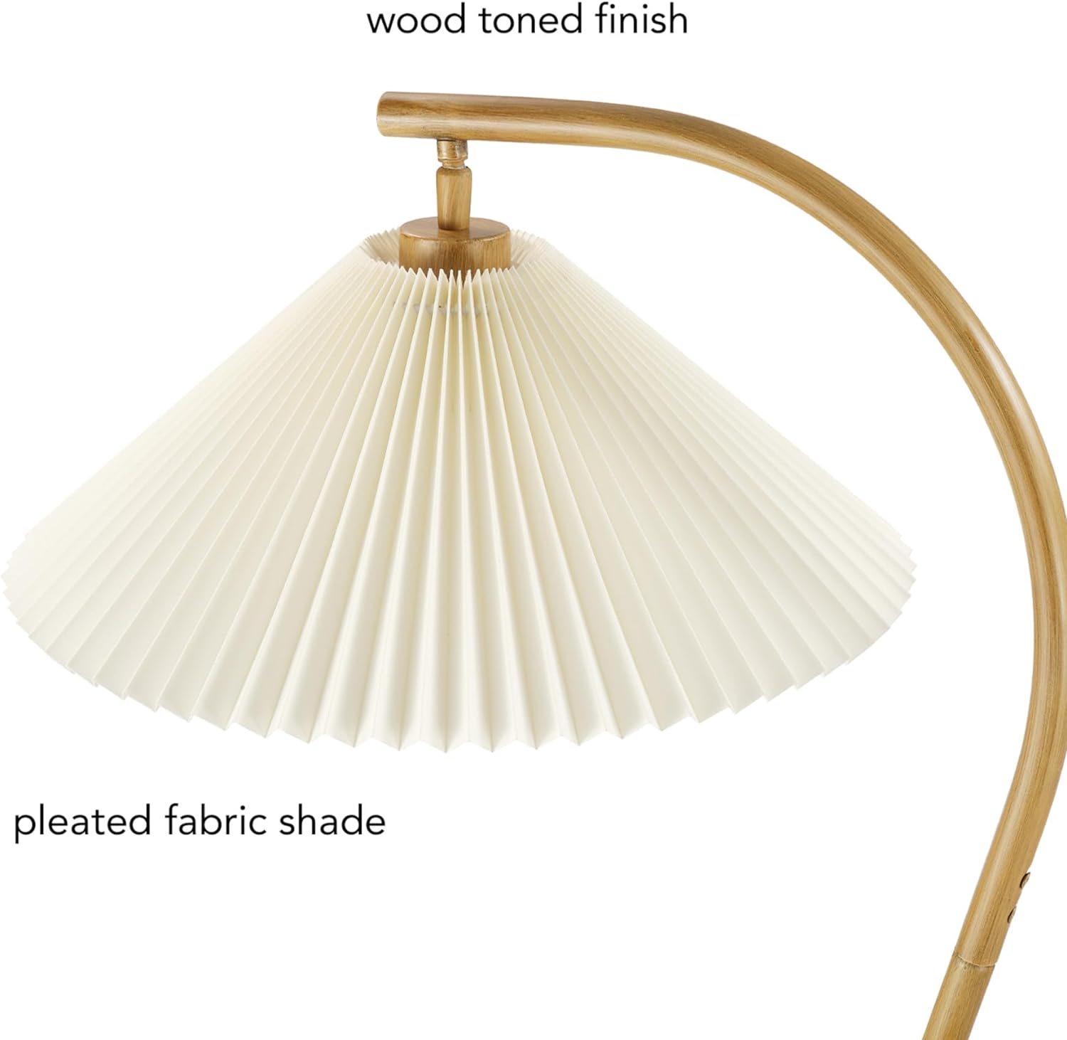 Globe Electric Novogratz x 61000043 Novogratz x Globe – Lámpara de pie de 62 pulgadas, acabado de madera sintética, pantalla de tela plisada blanca,